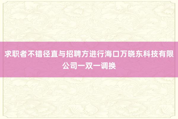求职者不错径直与招聘方进行海口万晓东科技有限公司一双一调换